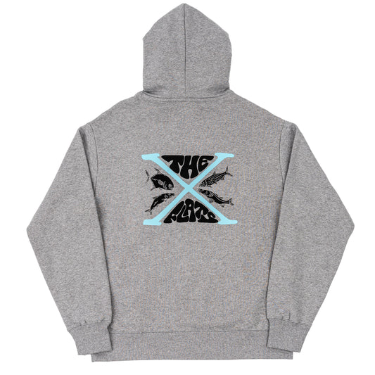 X Hoodie - Athletic Heather w/White & Blue Ink